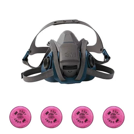 Half Mask Respirator Kit: 4 Cartridges Included, Nuisance Organic Vapor, P100 Filter, Size S