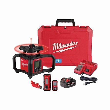 M18 Red Exterior Dual Slope Rotary Laser Level Kit w/ Receiver & Remote