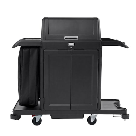 Housekeeping Cart,Plastic Frame,Black