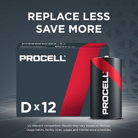 Procell Constant D Alkaline Battery, 1.5V DC, PK12