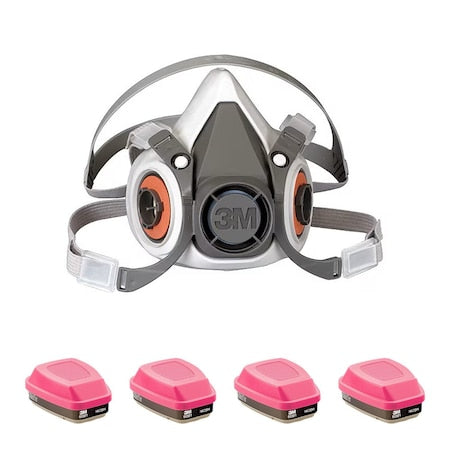 Respirator and Filter Combo Kit, Includes 4 Cartridges, Organic Vapor (OV)/P100, Bayonet, Size S