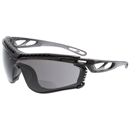 Checklite(R) CL5 Bifocal Safety Glasses, Gray Wraparound Frame, 1.5 Diopter, Gray Lens, Universal