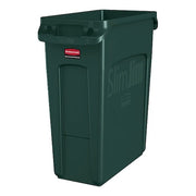 Slim Jim 16 gal Rectangular Slim-Profile Plastic Can, Green, None, Plastic, 11 in