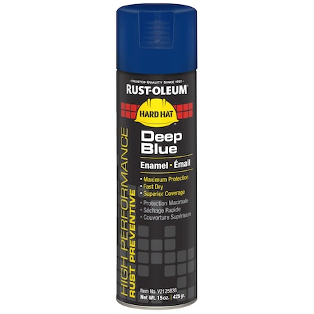 Rust Preventative Spray Paint, Deep Blue, Gloss, Solvent, 15 oz.