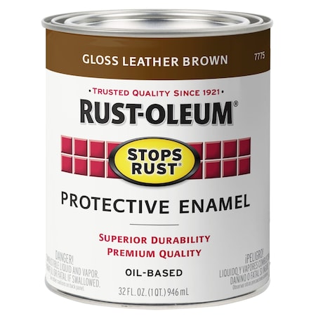 Interior/Exterior Paint, Gloss, Oil Base, Leather Brown, 1 qt