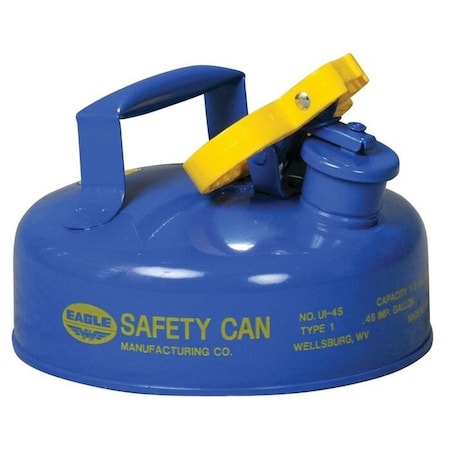 Type I Safety Can, Galvanized Steel, 2 qt, Self-Closing Lid, 9 in Dia., Blue, Kerosene
