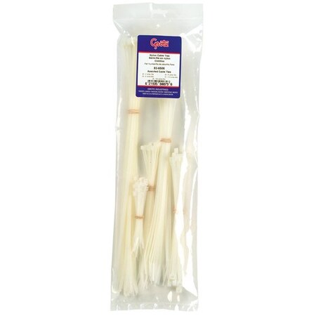 Standard Cable Tie Assortment, White, 125 Pk