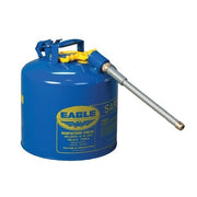 Type II Safety Can, Galvanized Steel, 5 gal, 5/8 in Flexible Metal Hose, Blue, Kerosene