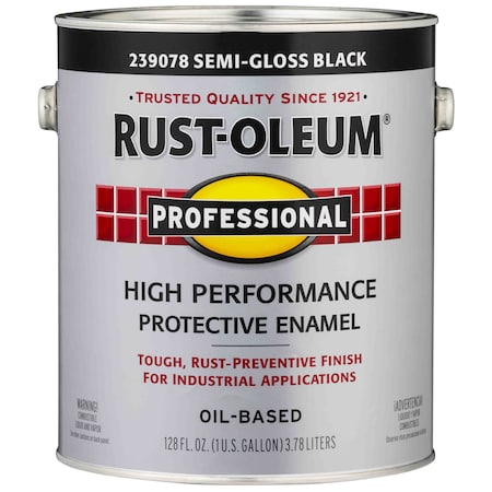 Professional DTM Alkyd Protective Enamel, Black, Semi-Gloss, 1 Gallon