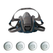 Half Mask Respirator Kit: 4 Cartridges Included, Rugged Comfort Quick Latch, P100, Bayonet, Size S