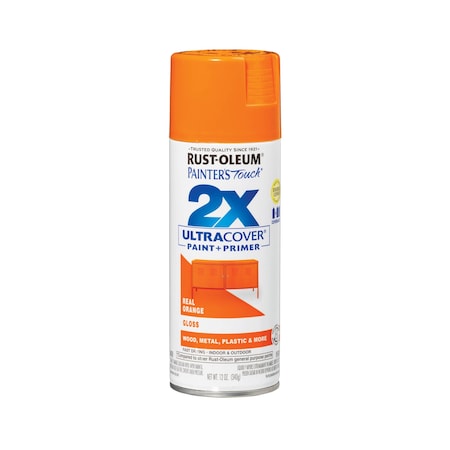 General Purpose Spray Paint, Real Orange, Gloss, Solvent, 12 Oz