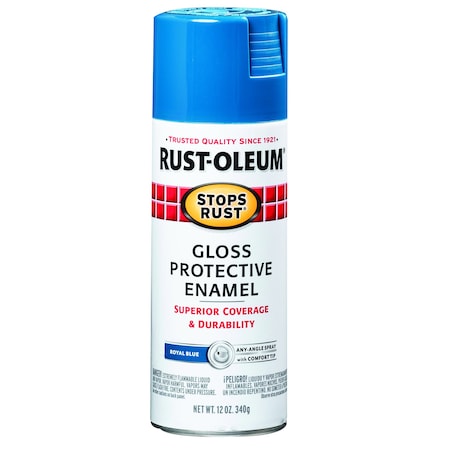 Spray Paint, Royal Blue, Gloss, Solvent, 12 oz
