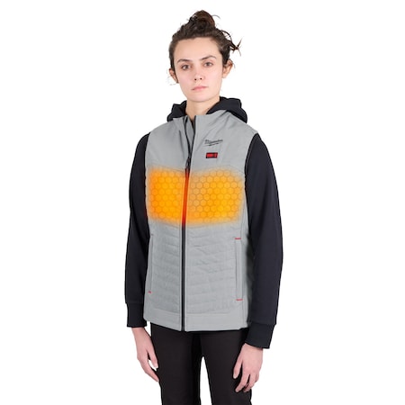 Axis Heated Vest, Polyester, 2 to 8 hours Heating Time, 3 Heat Settings, Gray, XL