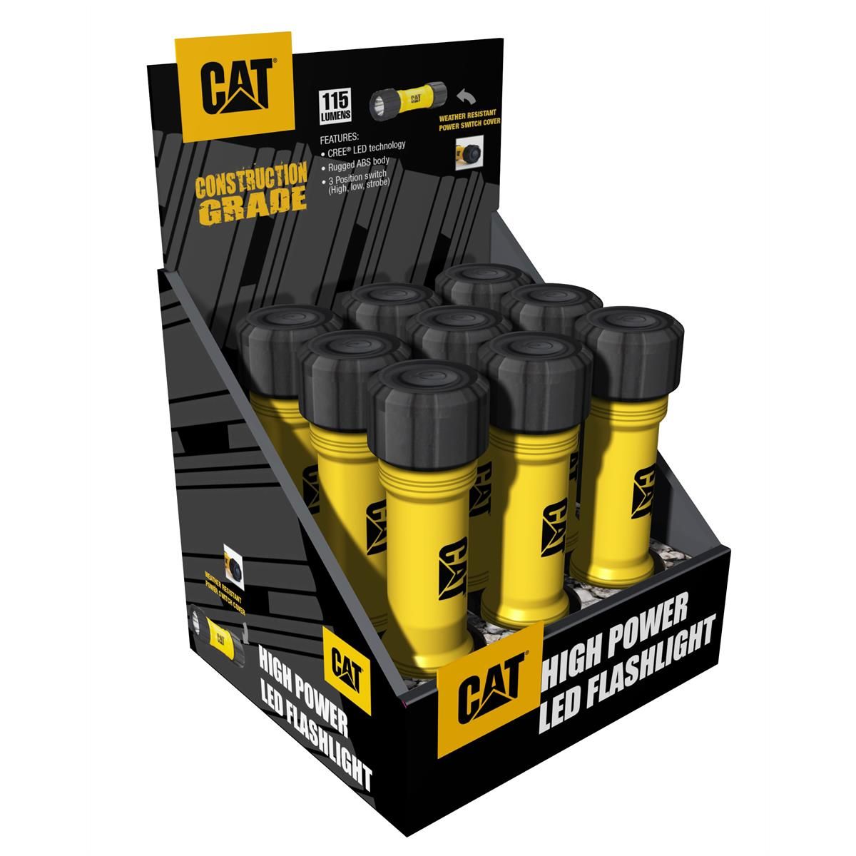 9PC CAT ID High Power LED Sm Flashlight Display
