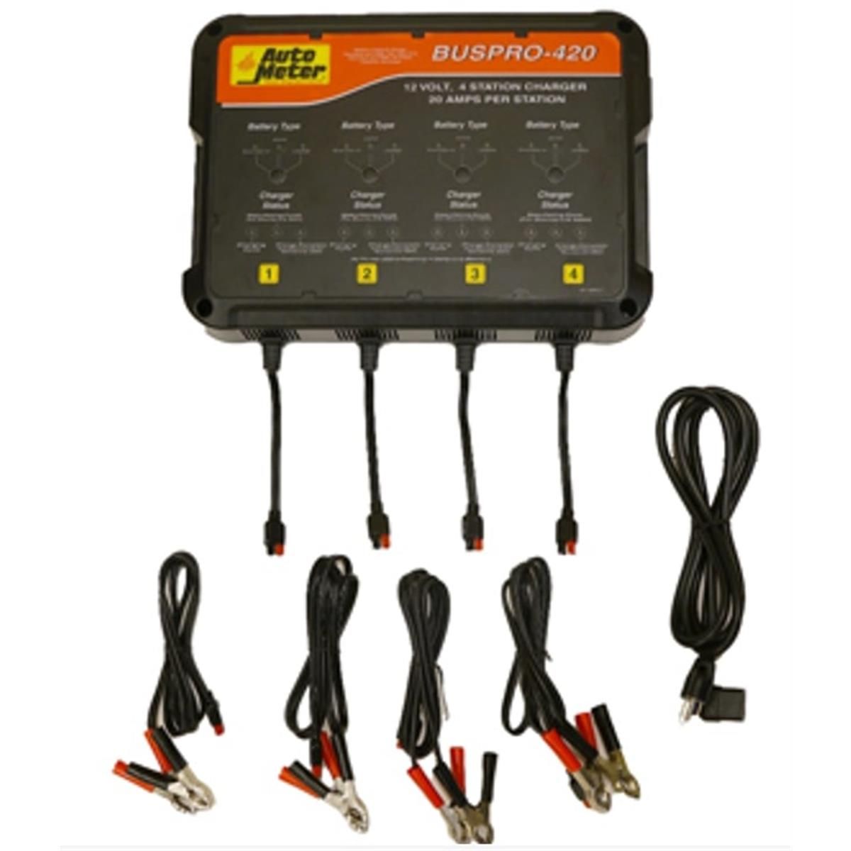 BUSPRO-420; Muti-Bank Smart Battery Charger, Flooded, AGM, LifePO4 Batteries - 4 Station, 120v, 20 amp