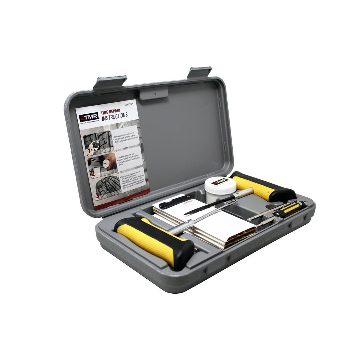 Tire Repair Kit for Auto, Trucks, and RV;T-Bone Handle (1)Probe and (1)Needle; Reversable Screwdriver;Lube;Razor Blade; 30 Repairs-15 Large Diameter 15 Small Diameter;Core Removal Tool;Spare Needle