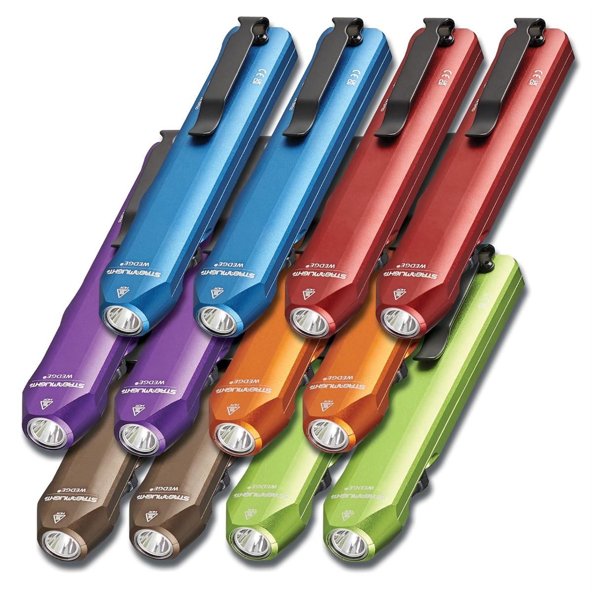 Wedge Rechargeable EDC 300 Lumen Flashlight with 1000 Lumen Thro mode - Assorted Colors - 12 Pack