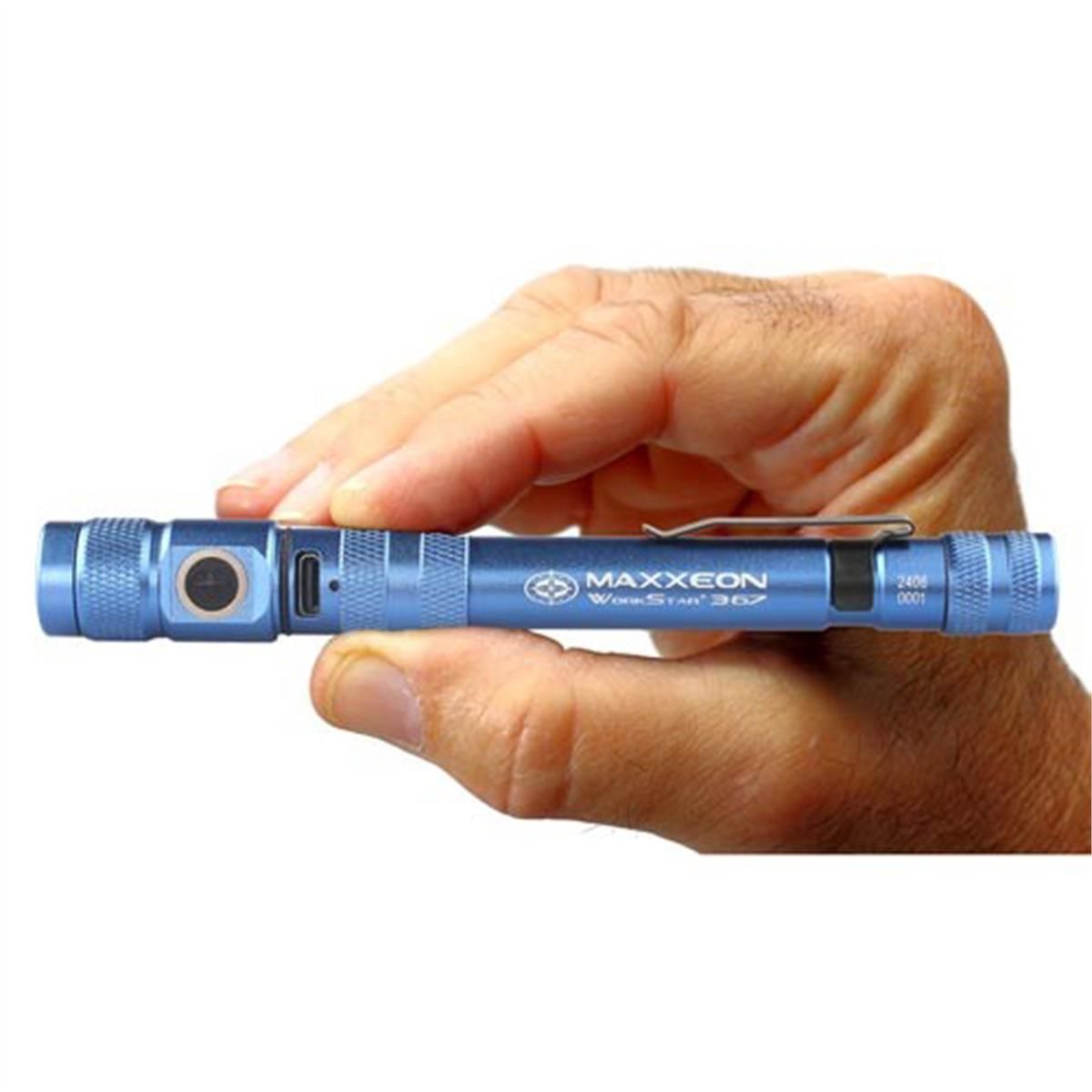 WorkStar 367 Rechargeable LED Zoom Penlight/Inspection Light USB-C, Blue