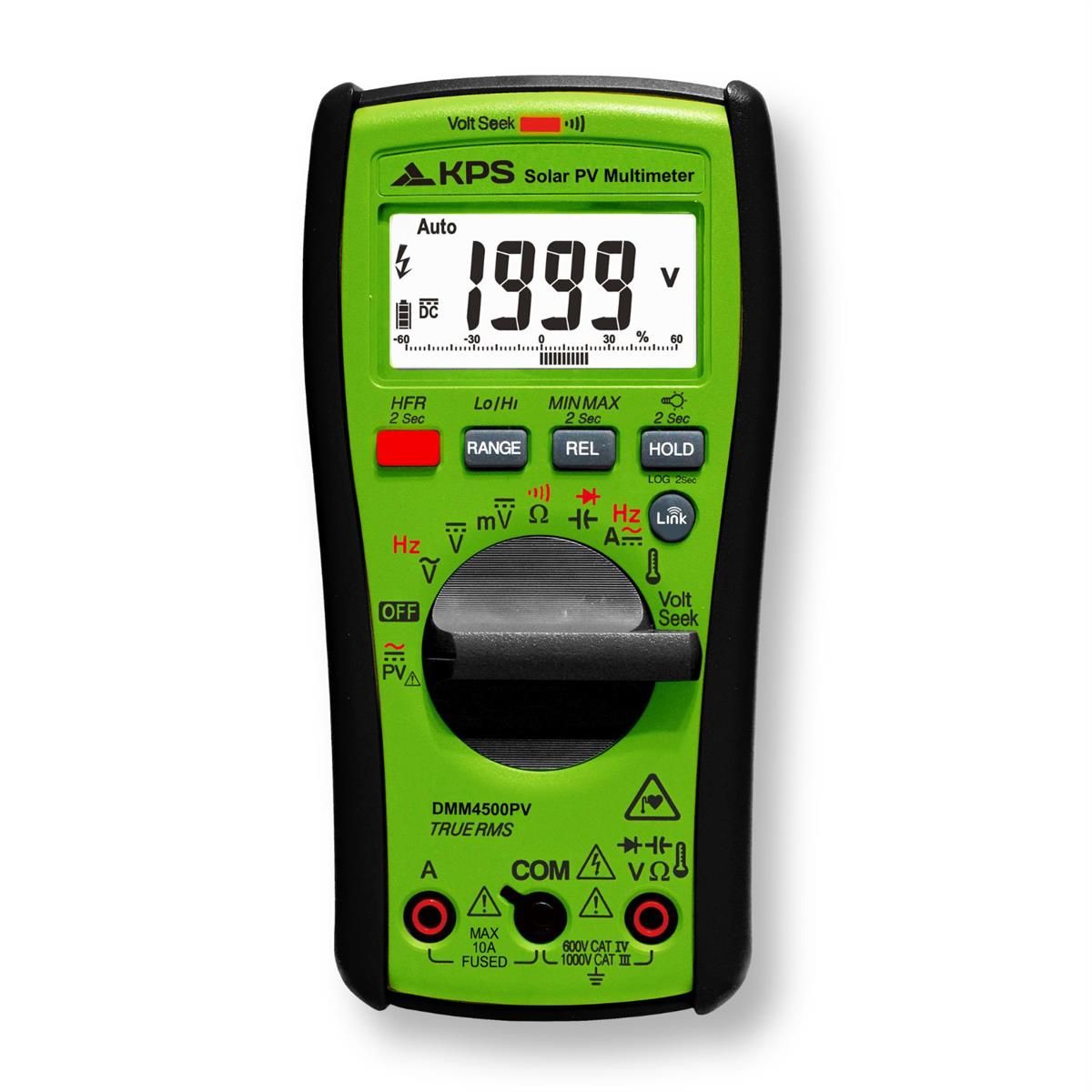 KPS DMM4500PV TRMS Multimeter 1500V DC Rated for Solar Applications | High Voltage Tester for Solar and Utility Technicians
